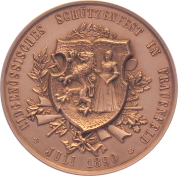 1890 Frauenfeld - Kupfer - Eidgenössisches Schützenfest Thurgau